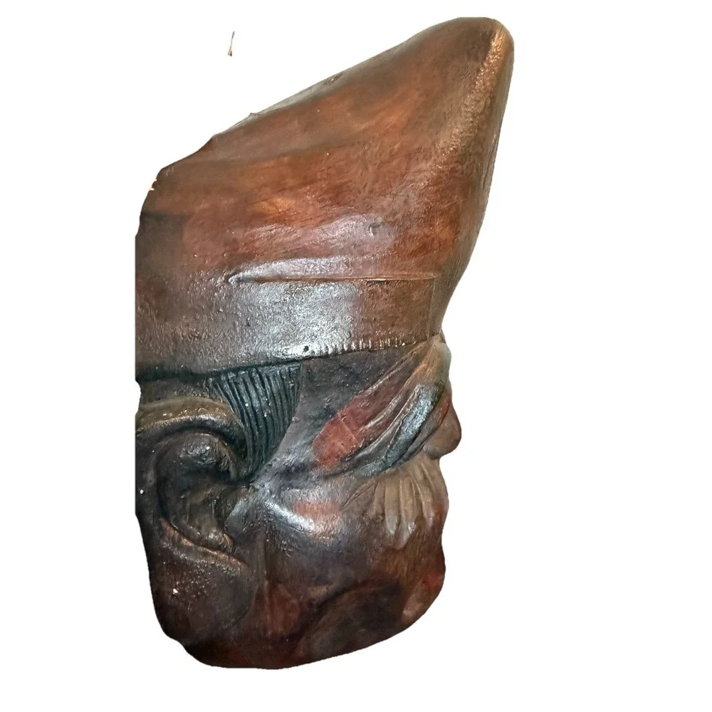 Vintage Large Hand Carved Wooden Face Mask Irony Smile Comedy 14.5